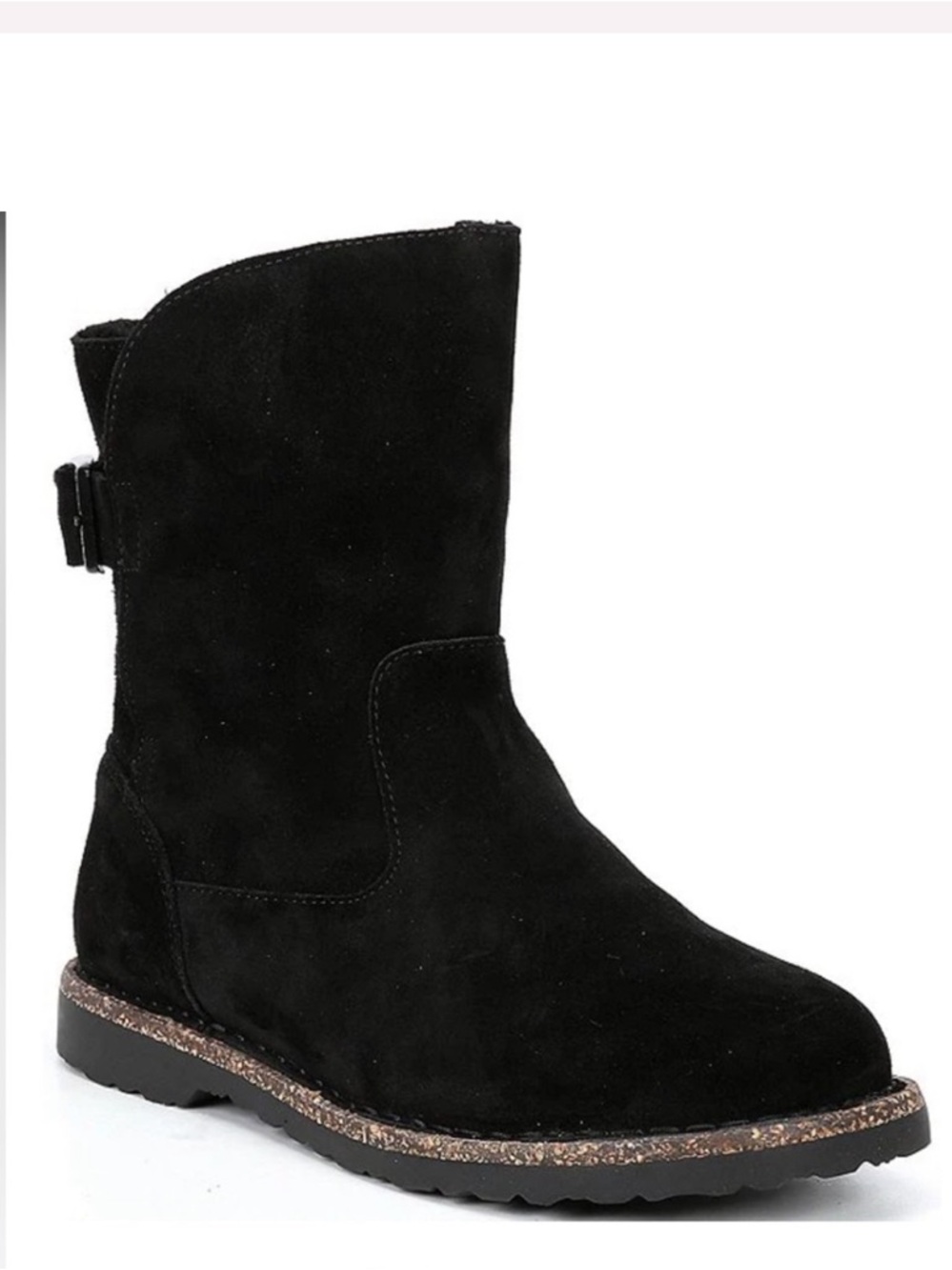 Birkenstock Uppsala Black Suede Leather Buckle Shearling Lined Boots Size 10